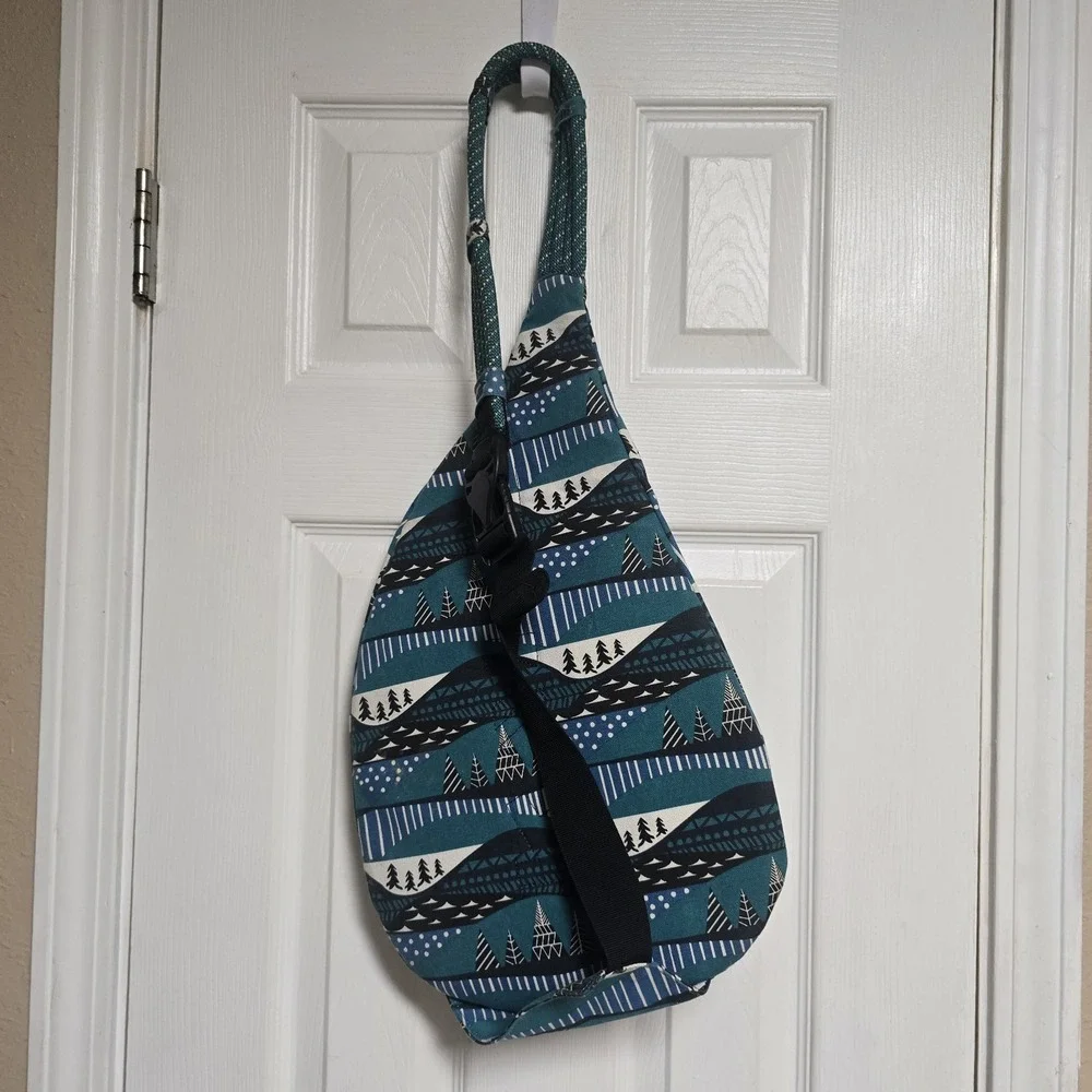 KAVU Teal Rope Bag Sling Backpack Unisex OS Outdoors Festival Concert Hiking